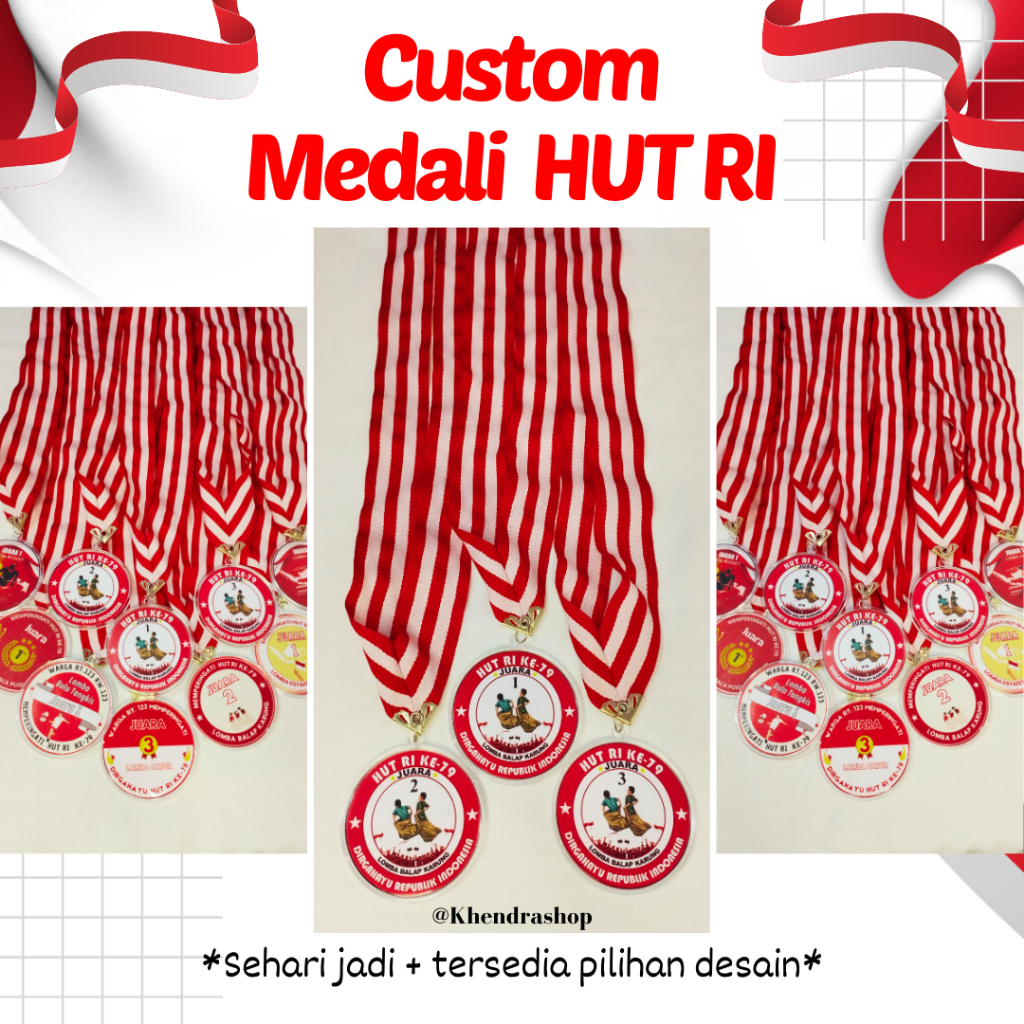 MEDALI 17 AGUSTUS 3 PCS MURAH JUARA 1,2,3 HUT RI-79