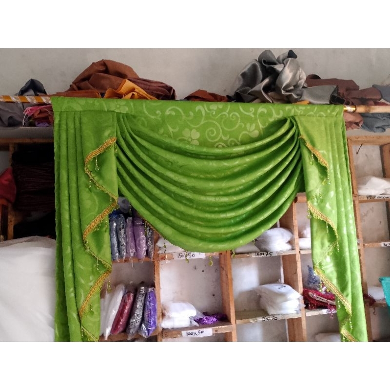 poni gorden saja poni rumbai sepanyol model gelombang panjang 1 meter gorden poni pintu kamar murah