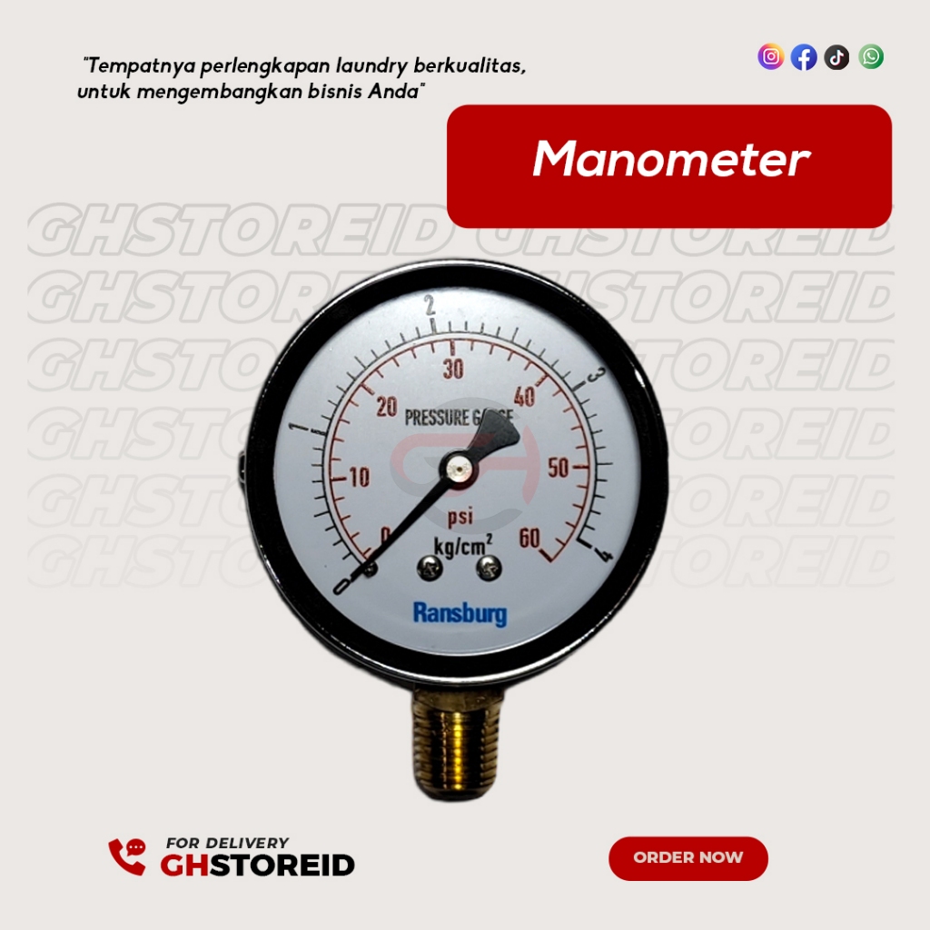Manometer Pressure Gauge Boiler Setrika Uap