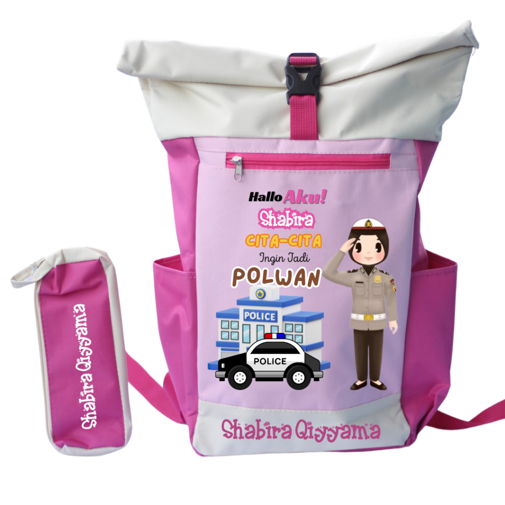 Shabiratas - Tas Sekolah anak Custome Nama - Tas Kids Roll - Tas Backpack Sekolah Anak Cita-cita Pol
