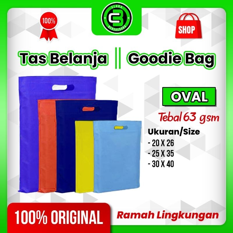 

( Isi 20pcs/1 Kodi Ukuran 20 X 26 cm ) Goodie Bag | Tas Belanja | Tas Souvenir | Tas Hajatan | Tas Ulang Tahun | Spundbond Goodie Bag - Oval 63GSM