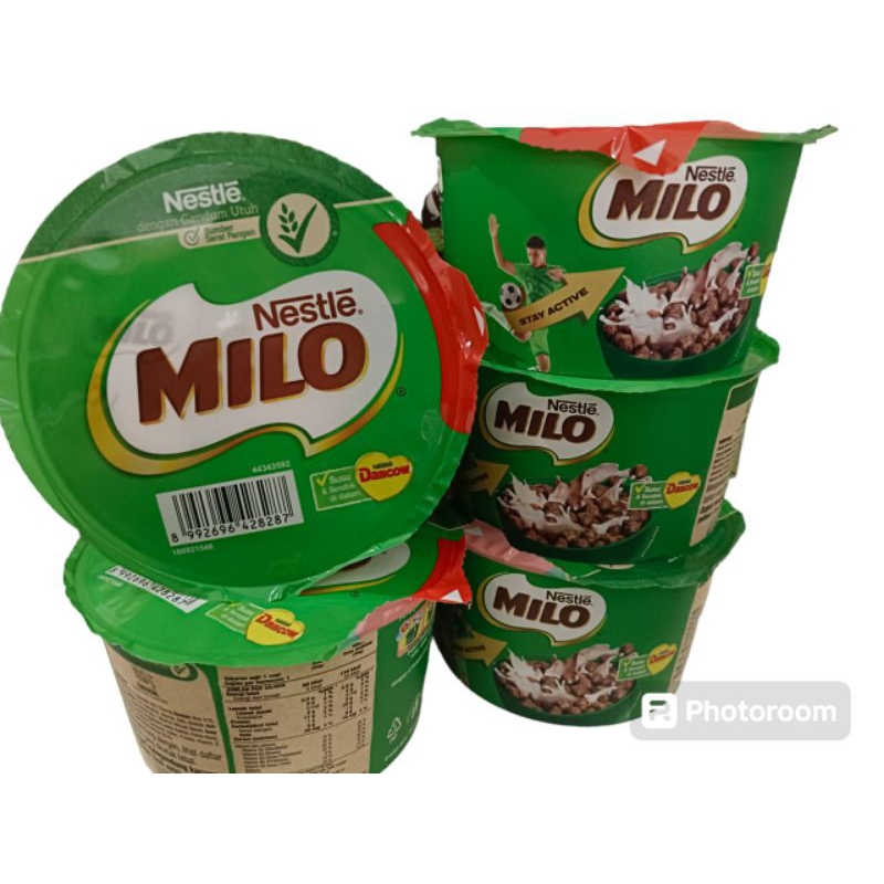 

Nestle milo sereal dengan gandum utuh dan coklat 20gr dancow susu bubuk 10gr