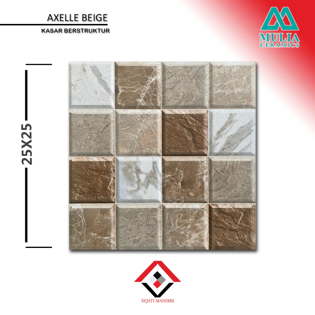 keramik 25x25 - motif batu alam - mulia axelle beige