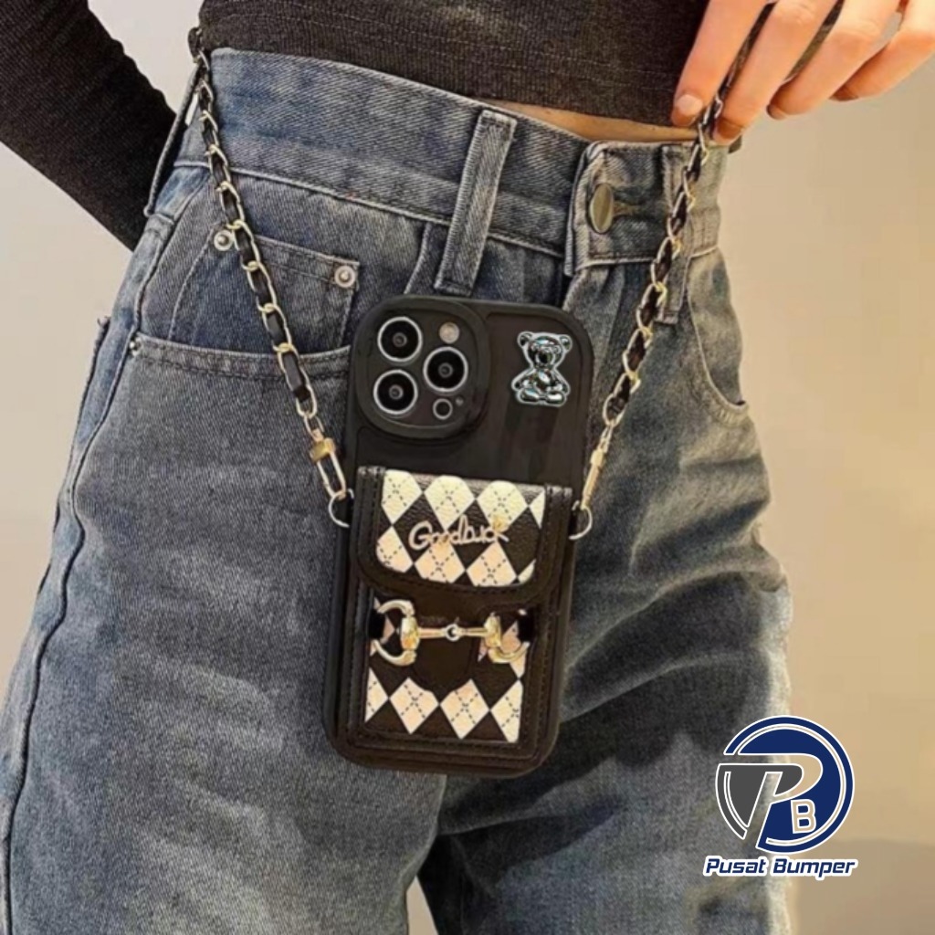 GC32 SOFTCASE SILIKON TALI DOMPET CASING RANTAI 3D FOR VIVO Y71 Y75 T1 Y55 5G Y81 Y83 Y91 Y93 Y95 Y9