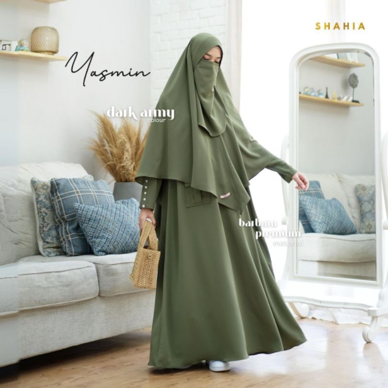 Yasmin gamis set hijab by Shahia Syari | Gamis set jilbab cadar premium