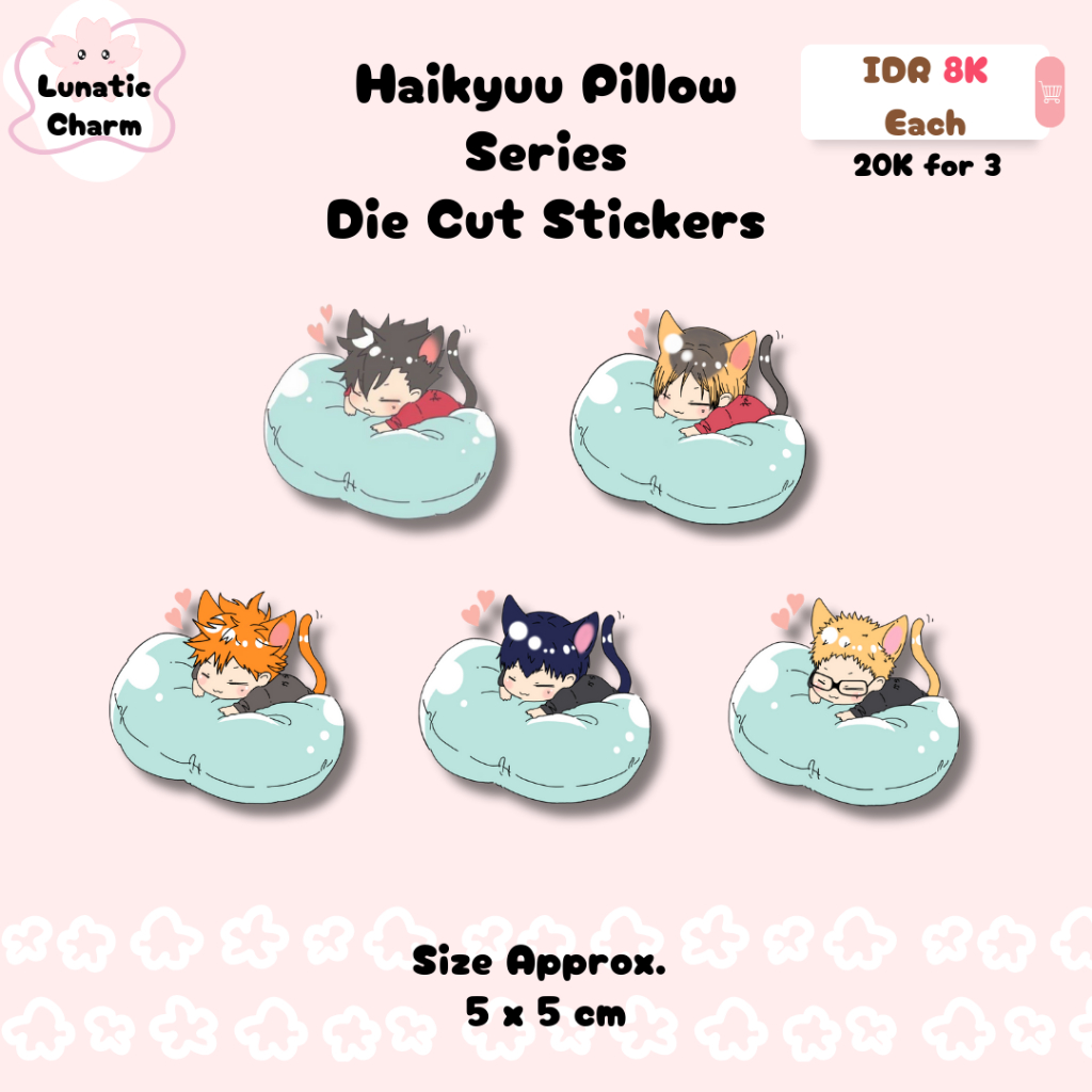 

[L.C] Haikyuu! Neko Pillow Glitter sticker series | Fanmerch by jace_ang