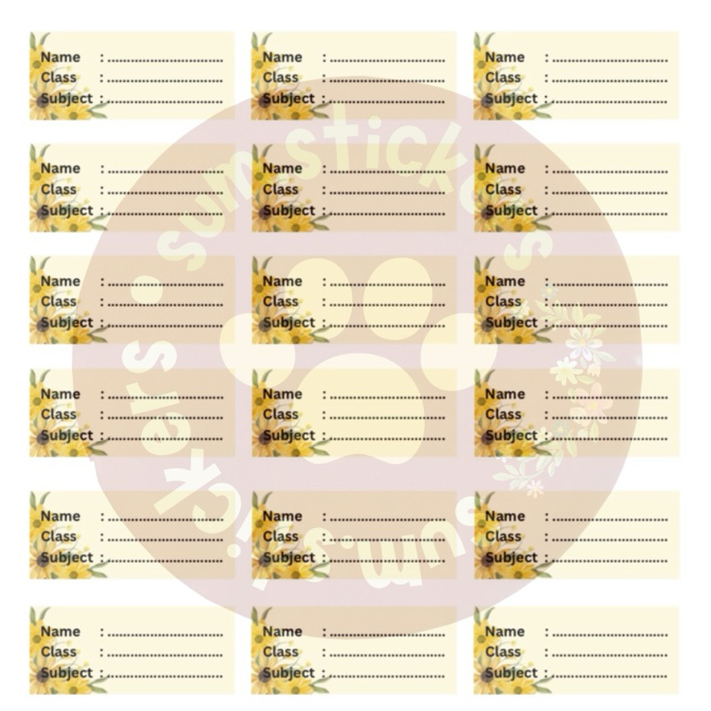 

Sunflower Label Mata Pelajaran/Stiker Mata Pelajaran