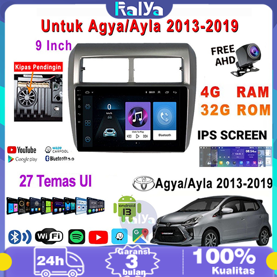 ⚡Kamera Gratis+cooling system⚡4G+64G  9 Inch  Android 13 Mobil Navigasi Head Unit Untuk Agya/Ayla 20