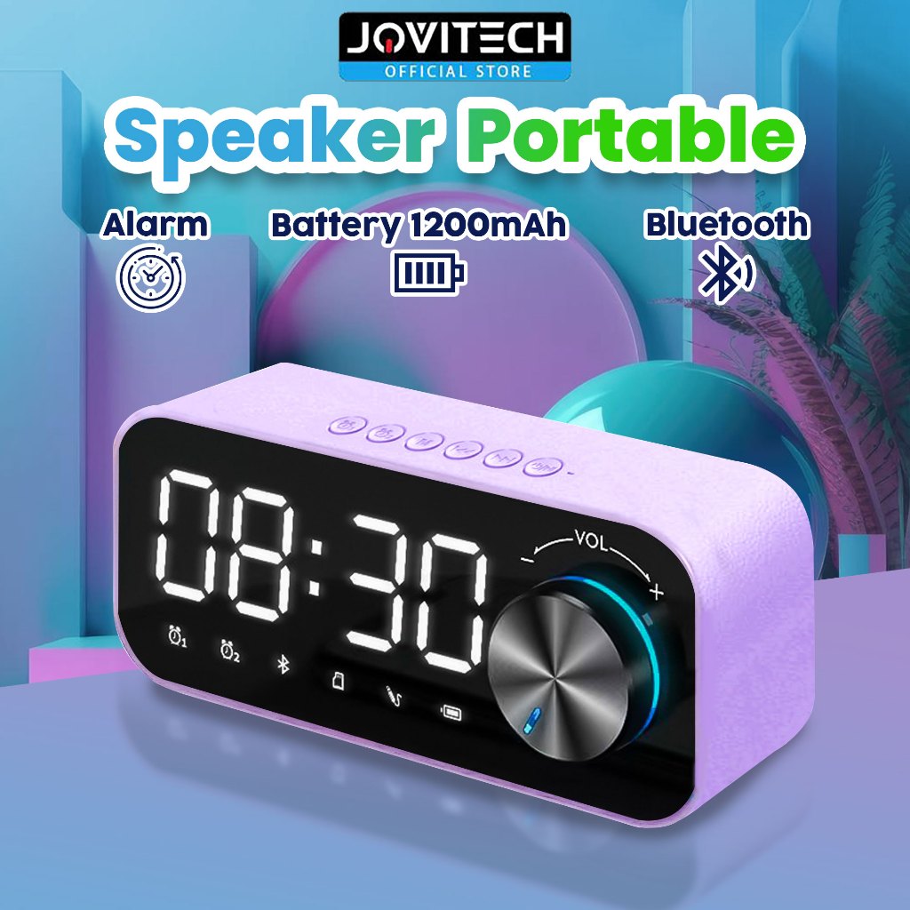 Jovitech Speaker Bluetooth Volume Button LED Display HiFi Stereo Speaker Alarm Portable Wireless - S