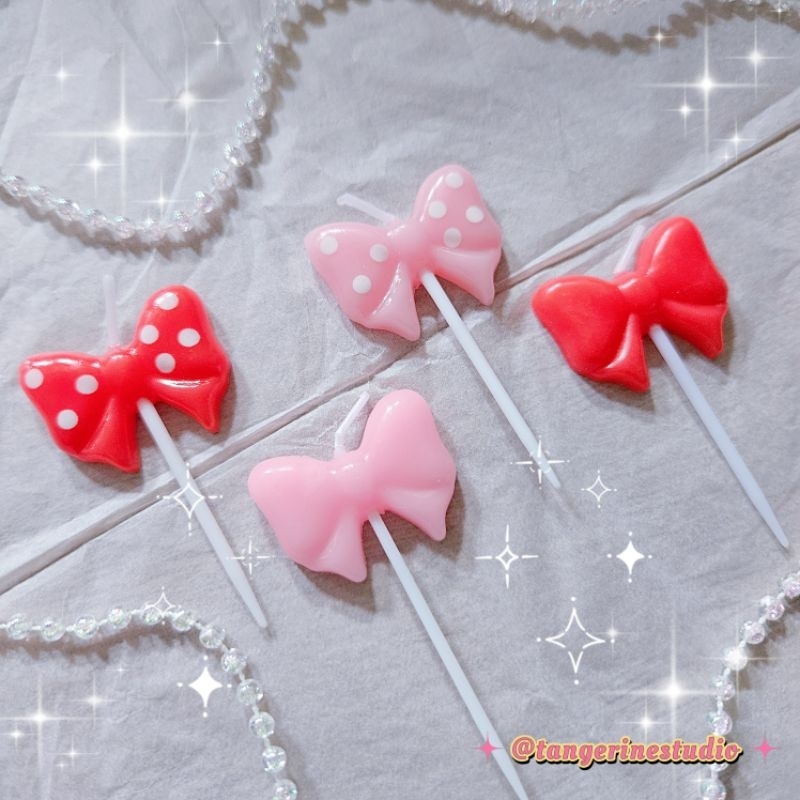 Lilin Ulang Tahun Motif Pita | Ribbon Cake Candle Korean Inspo | Lilin Dekorasi Kue