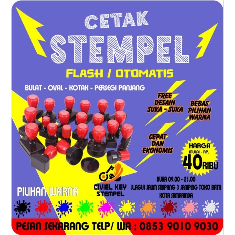 Stempel, Stempel Flash, Stempel Logo, Stempel Nama, Stempel Warna