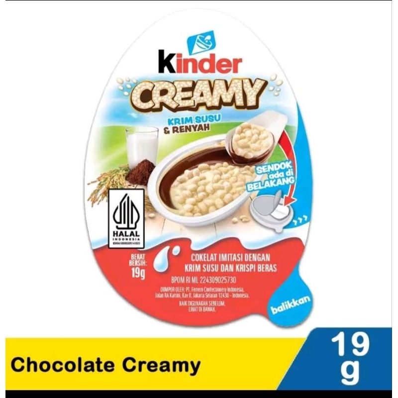 

Kinder CREAMY krim susu dan renyah 19 gram