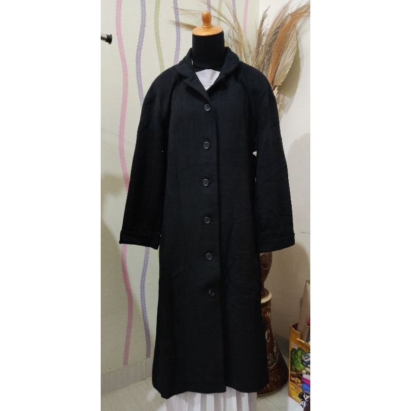 Long coat premium/ long coat wol/Long coat winter/ Long coat hitam, preloved murah