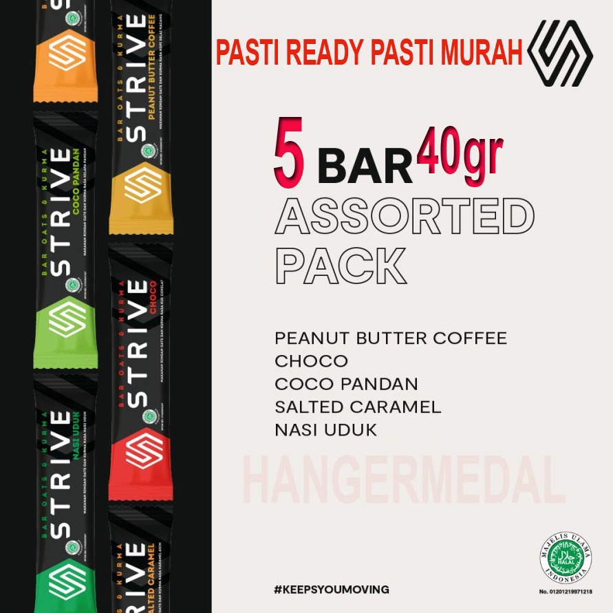 

Terlaris STRIVE 4g FULL ENERGY BAR Assorted MIX 1 Box isi 5pcs rasa campur MIX 5 RASA tenaga lari sepeda olahraga