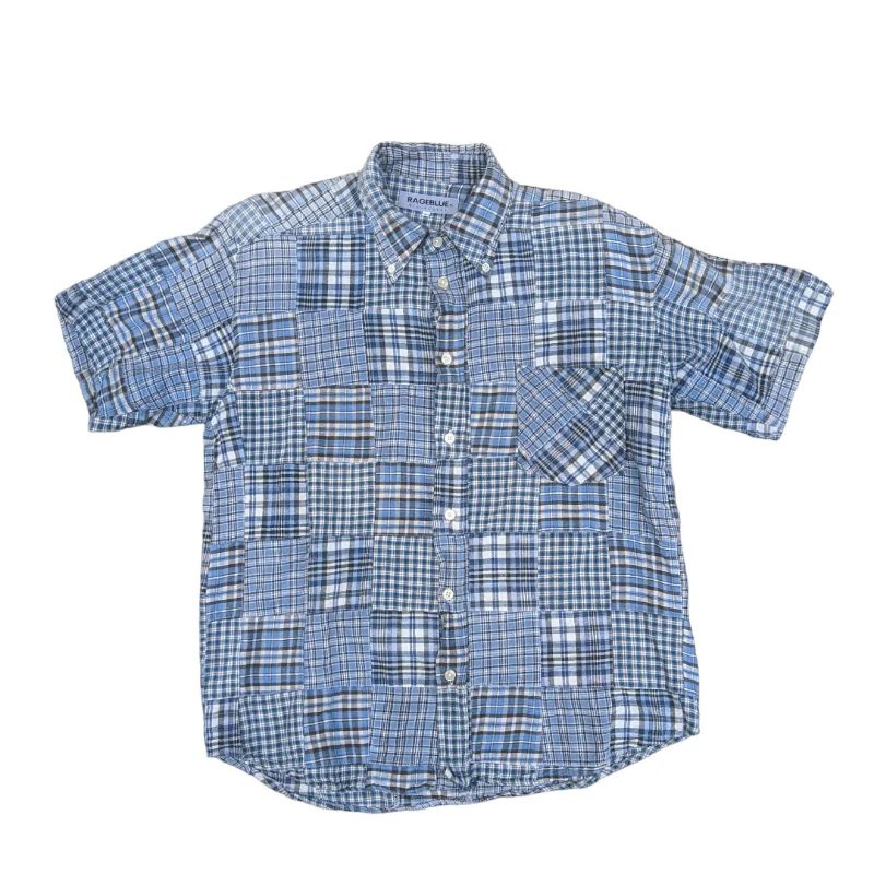 Kemeja rageblue patchwork button up