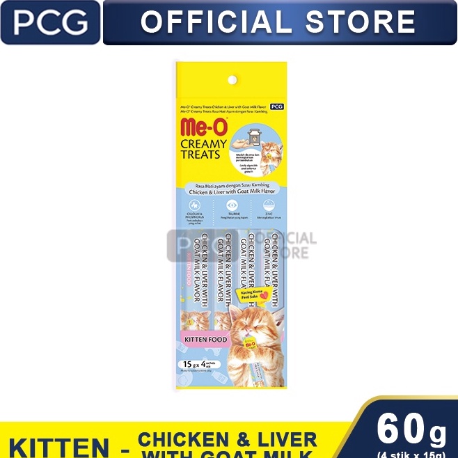 Paling Update  MeO Creamy Treats Kitten Chicken and Liver with Goat Milk 6 g