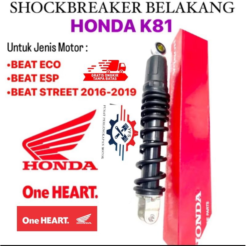 SHOCKBREAKER BELAKANG MOTOR HONDA BEAT ESP, BEAT ECO, BEAT STREET 2017/2020 ( KODE PART K81)