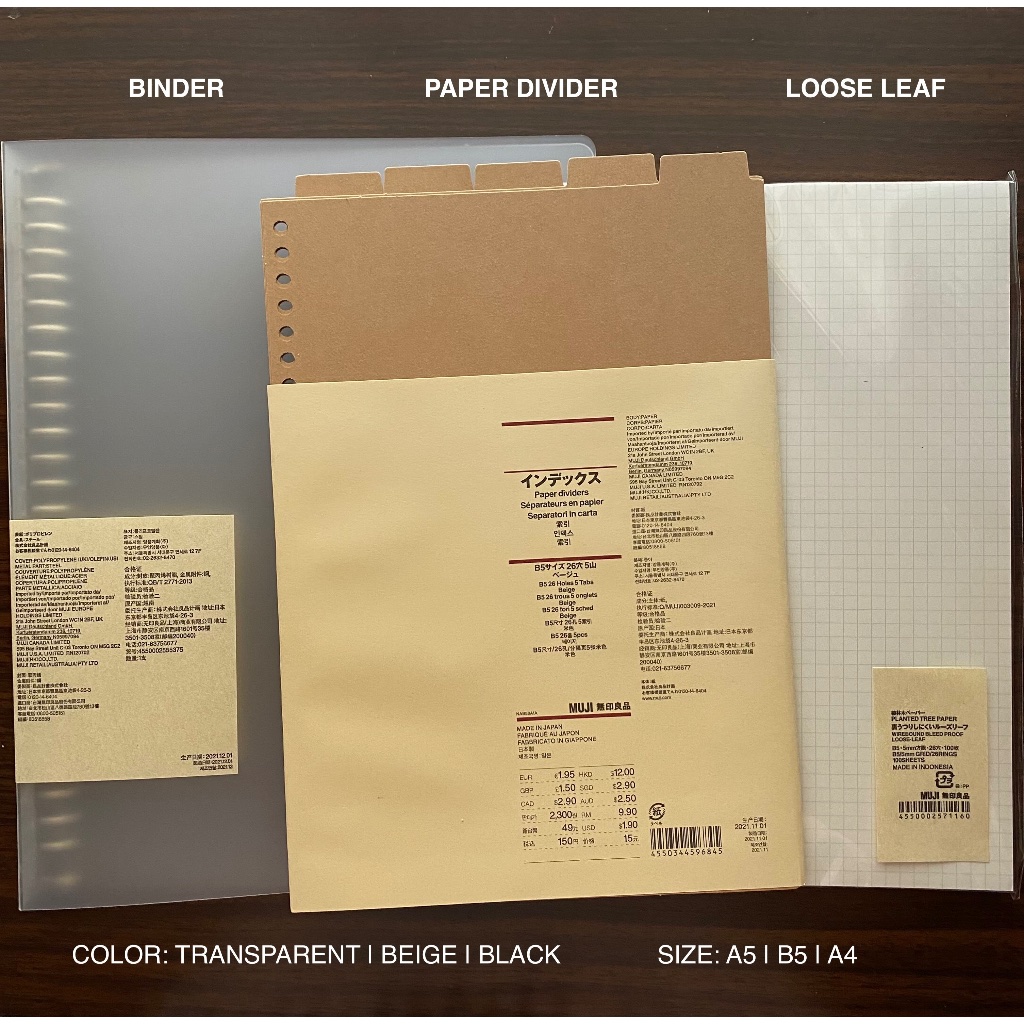 

MUJI Binder Transparan B5 / Transparent A4 A5 (Clear 26 / 30 / 20 Ring Besi / 2 Ring besi) | Paper Divider Muji B5 A4 Pembatas Buku Organizer Folder Aksesoris Stationery
