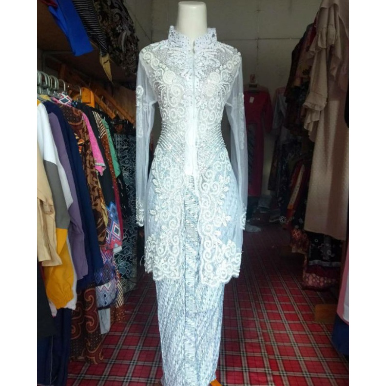 KODE A3S setelan kebaya akad nikah mewah Payet putih