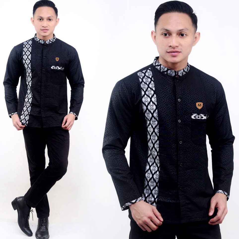 Grosir Terbatas  BAJU KOKO BATIK EMAS LENGAN PANJANG BUSANA MUSLIM SERAGAM HADROH HILWA AZAHIR ALKHA