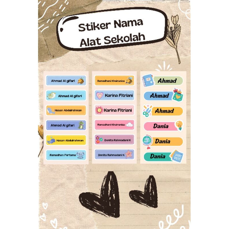 

Stiker Nama Peralatan Sekolah (34 pcs)/Stiker Nama Custom