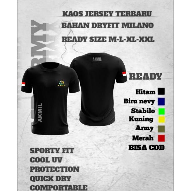 kaos jersey akmil /kaos polos akmil/bahan dryfit milano