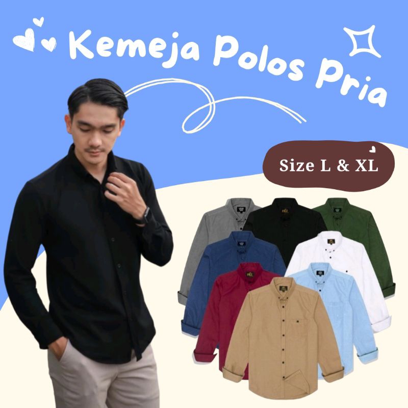Kemeja Hurley Lengan Panjang / Kemeja Polos Pria / Kemeja Formal / Kemeja Hitam