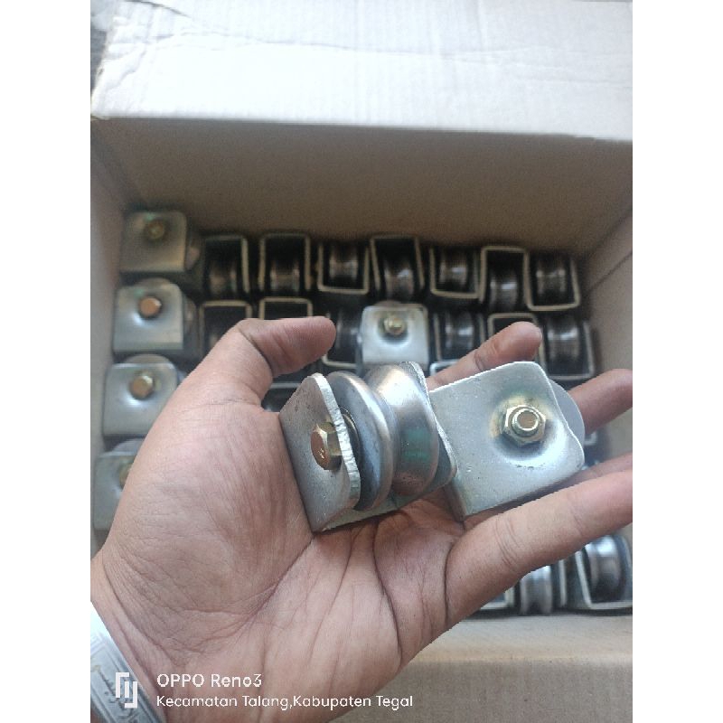 Roda besi super uk 4cm rel as besi 12mm dan rel siku / roda besi 4cm / roda super 4cm / roda pagar k