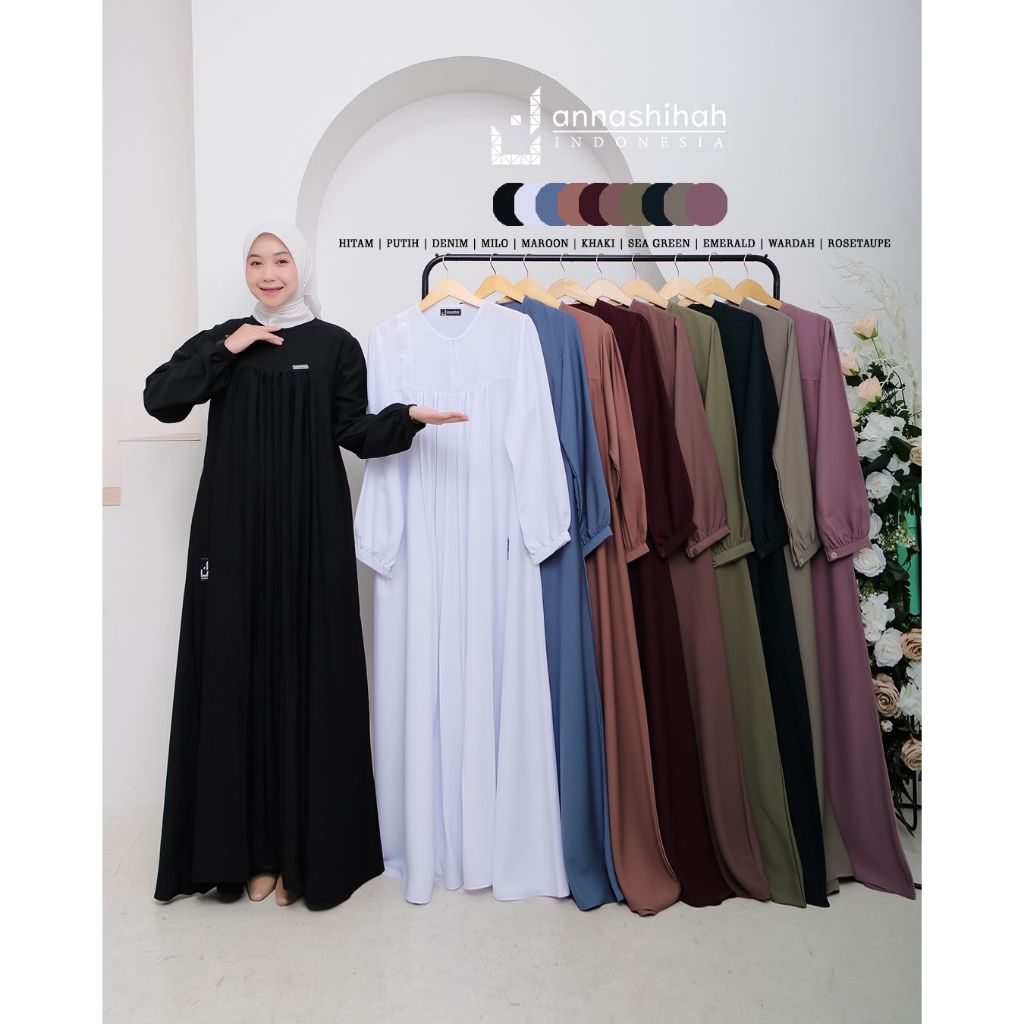 Dress yoris RUMINA by annasihah gamis polos syari