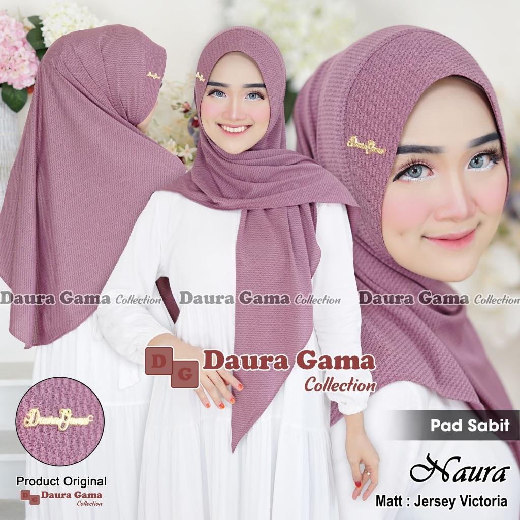 DAURA GAMA Daily Hijab Segitiga Instan Naura Ped Sabit Jilbab Dewasa Matt Jersey Victoria by Eleanor