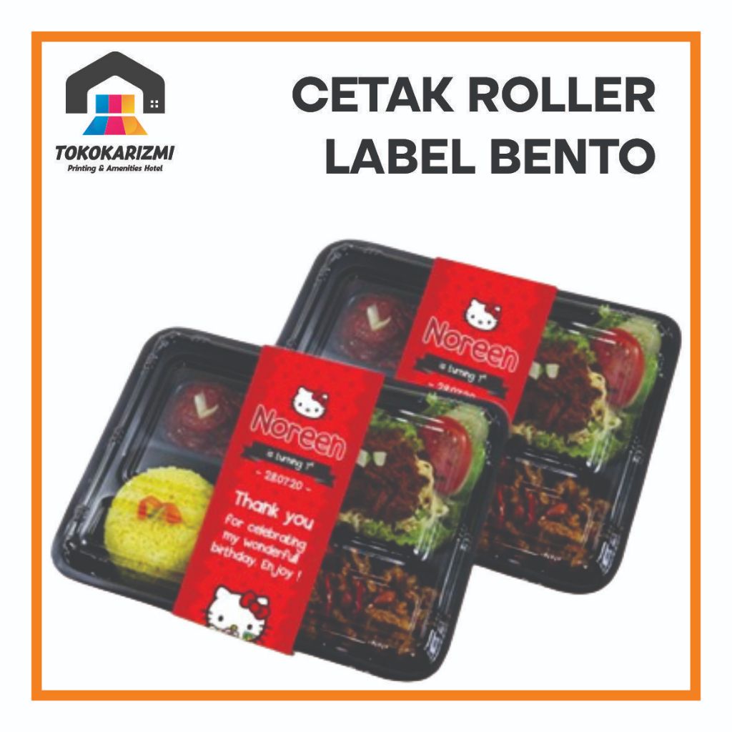 

Cetak Roller Label Pengikat Penggulung Box Makanan Paper Belt Bento MURAH (isi 100Pcs)