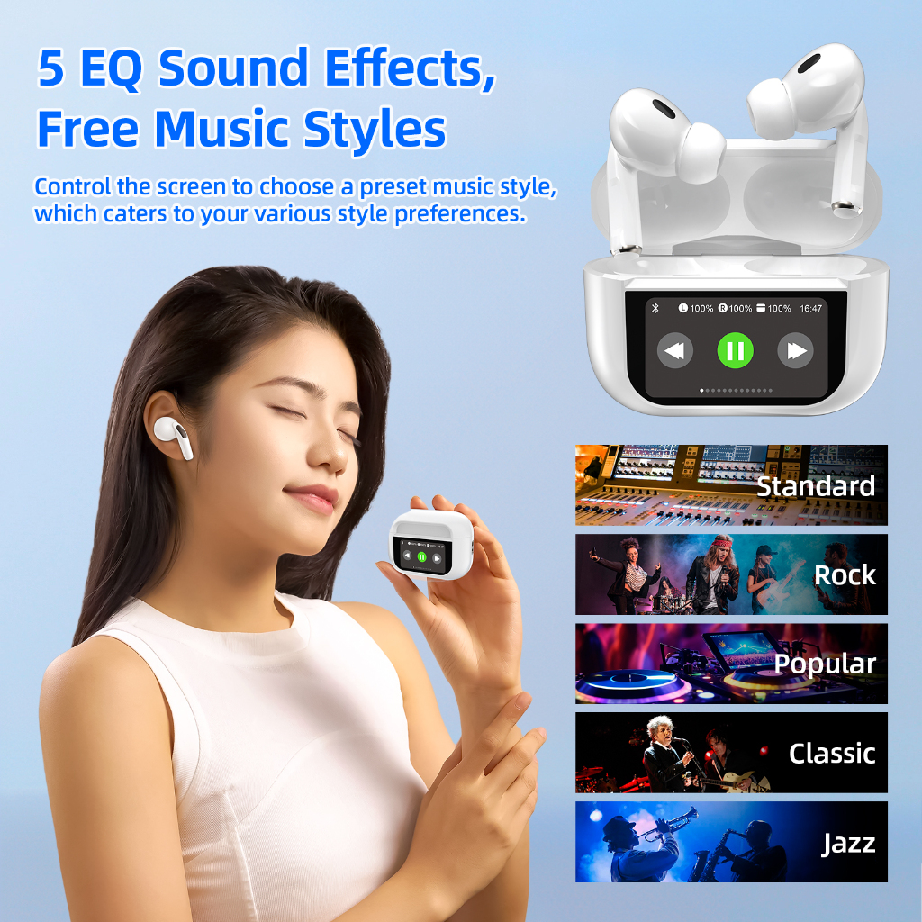 HOT DEALS GOOJODOQ TWS J222 LCD TOUCHSCREEN ANC TWS BLUETOOTH HEADSET EARPHONE TOUCH SCREEN