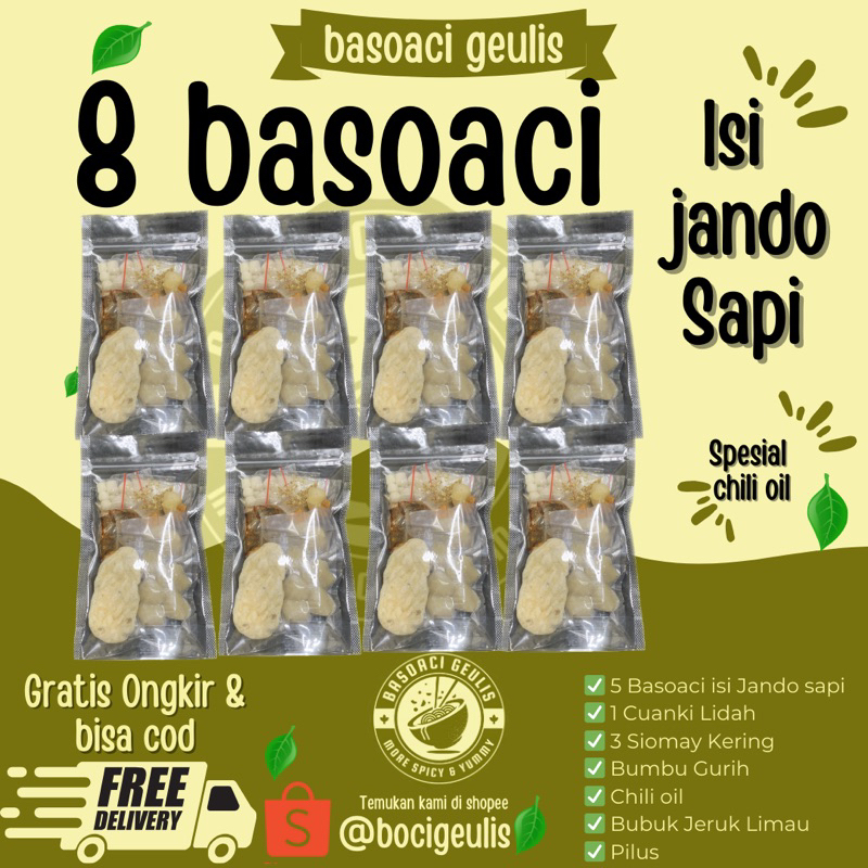 

8 Pcs Basoaci Isi Jando Sapi,Fresh,Halal Ada Kriuk Jandonya