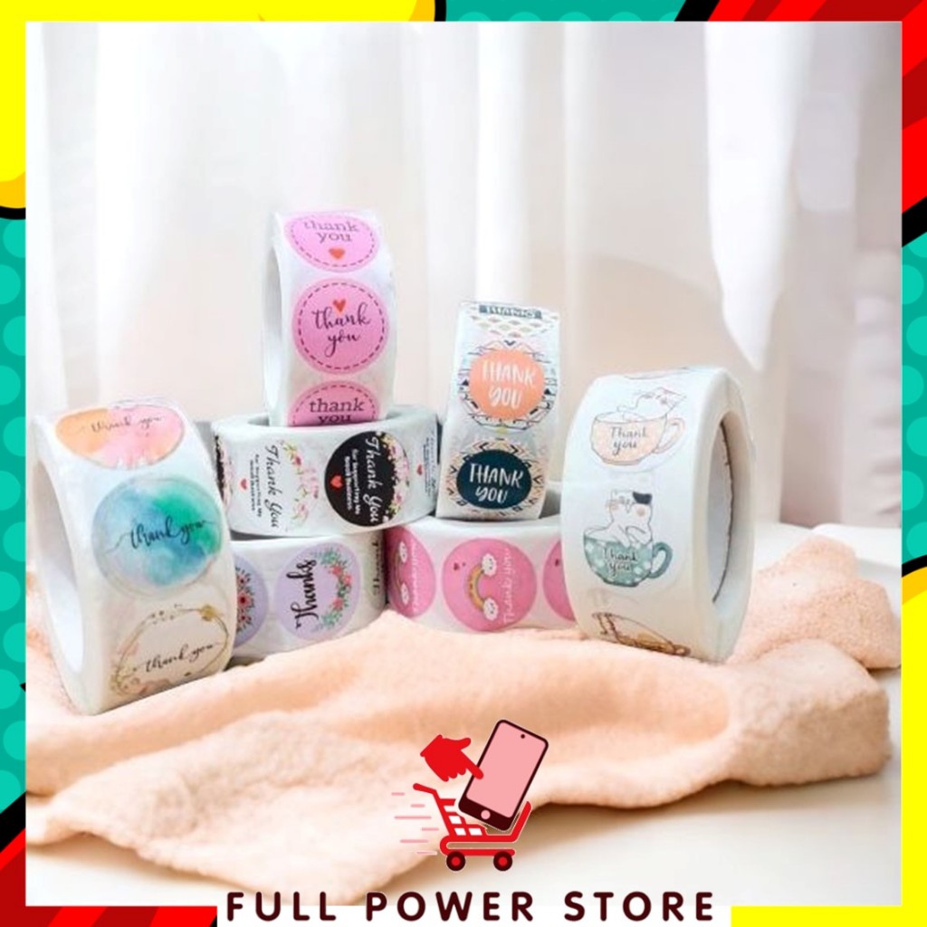 

FPS Sticker Thank You Roll Isi 500 Pcs Stiker Terima Kasih Warna Self Adhesive Seal Label Roll Sticker Thank You 2.5Cm Tempelan Ucapan Terimakasih Bulat 500pcs Segel Order Packing Motif Bunga Love Serbaguna