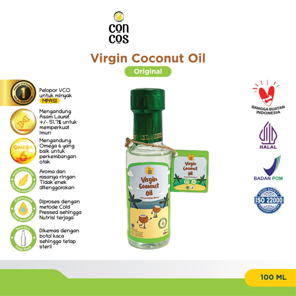 

Concos Virgin Coconut Oil Original (100 ml) / Minyak MPASI / Minyak Kelapa Murni 100%