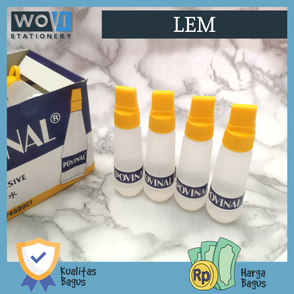 

[WOVI STATIONERY] Lem Povinal 111 kecil / Lem Kertas / Lem Cair Kertas Povinal / Lem Povinal 112 Tanggung [PCS]