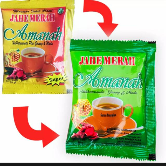 

Jahe Merah Amanah Super Plus Habbatussauda + Ginseng,Madu Instant