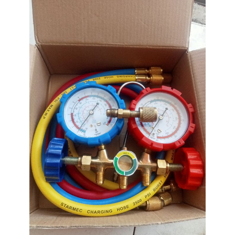 manifold pengisian freon AC dan kulkas dobel/1set