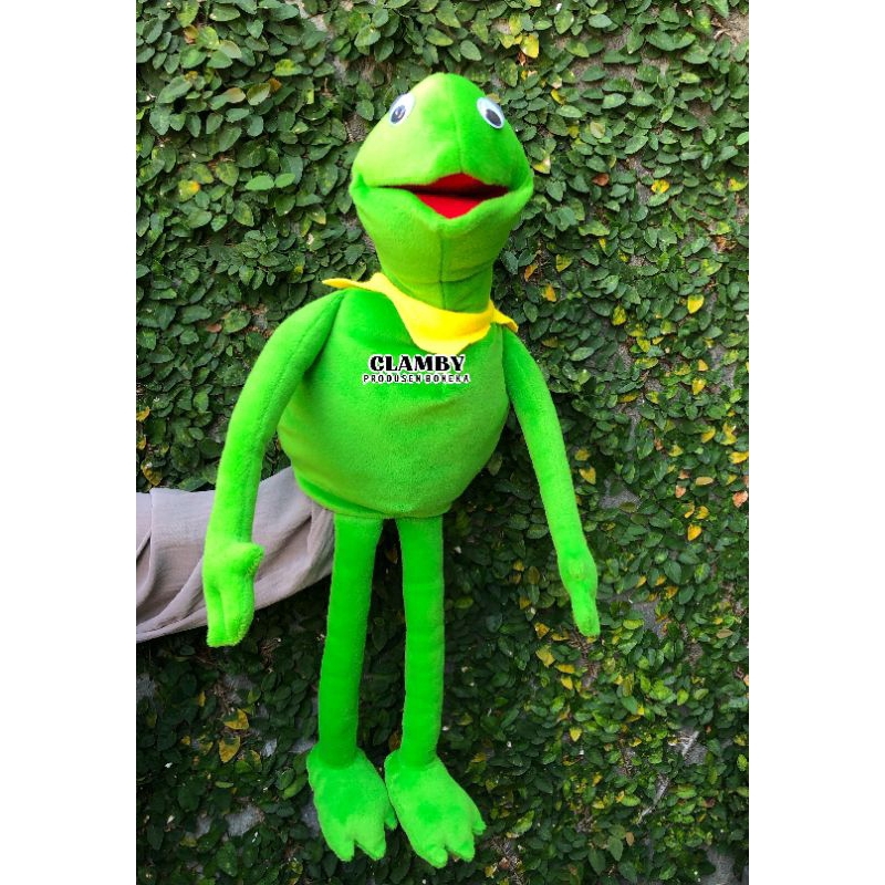 Boneka Tangan Karakter Kodok Kermit / Boneka Muppet Hewan Edukasi Anak Pentas Seni/ Dongeng