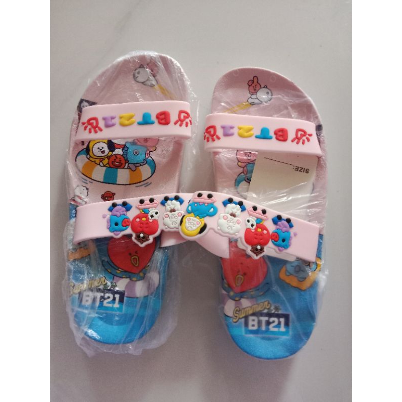 PROMO CUCI GUDANG Sandal Jepit Selop Impor Anak Perempuan Karakter BT21 BTS