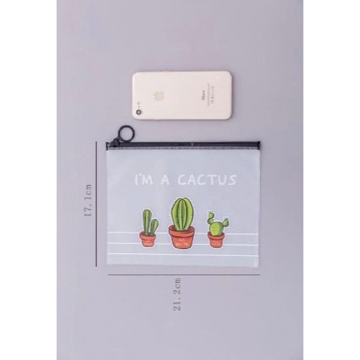 

Babygwenshop Random Cactus Pouch Travel Zipper / Tempat Pensil / Stationery Bag / Kosmetik Pouch Transparan