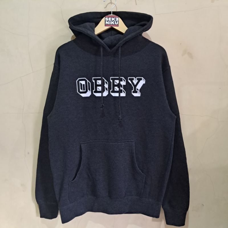 Hoodie OBEY SKATEBOARD Big logo bahan fleece tebal