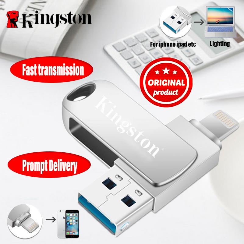 Kingston OTG Flashdisk 512GB/1TB/2TB iOS, iPad, PC, USB 3.0, 2 IN 1, Venda Quente, Prata OTG Pen Dri