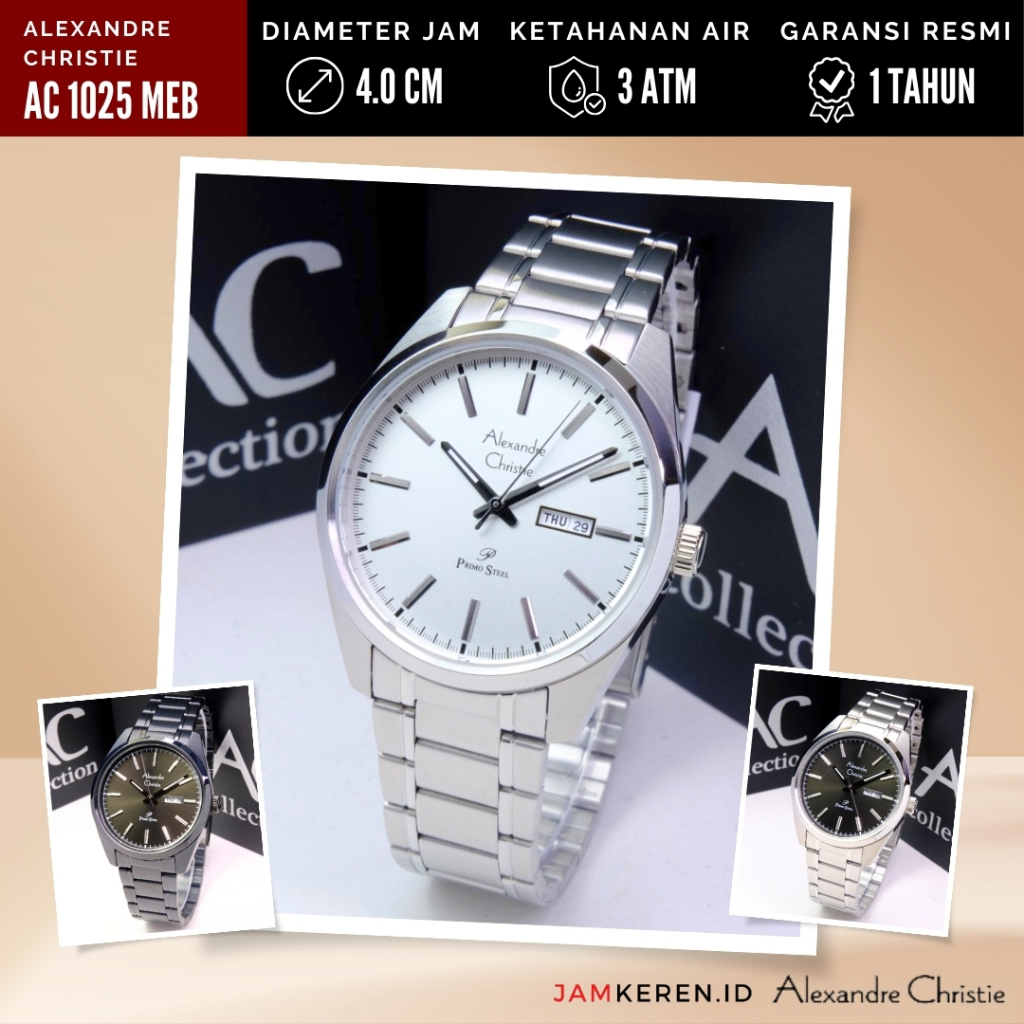 JAMKEREN Alexandre Christie Jam Tangan Pria Alexander Christie AC 1025 AC1025 ME Stainless Steel, Or