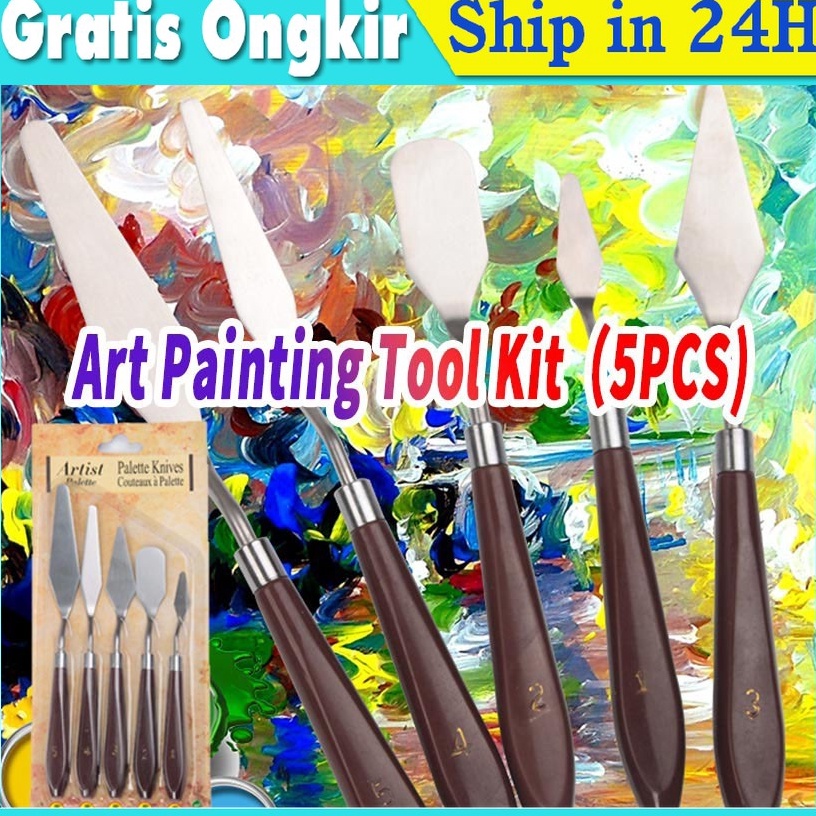 

KODE U55U 5Pcs Pisau Palet Painting Knife Paint Knife Spatula Dekorasi Kue Lukis Pallete knife