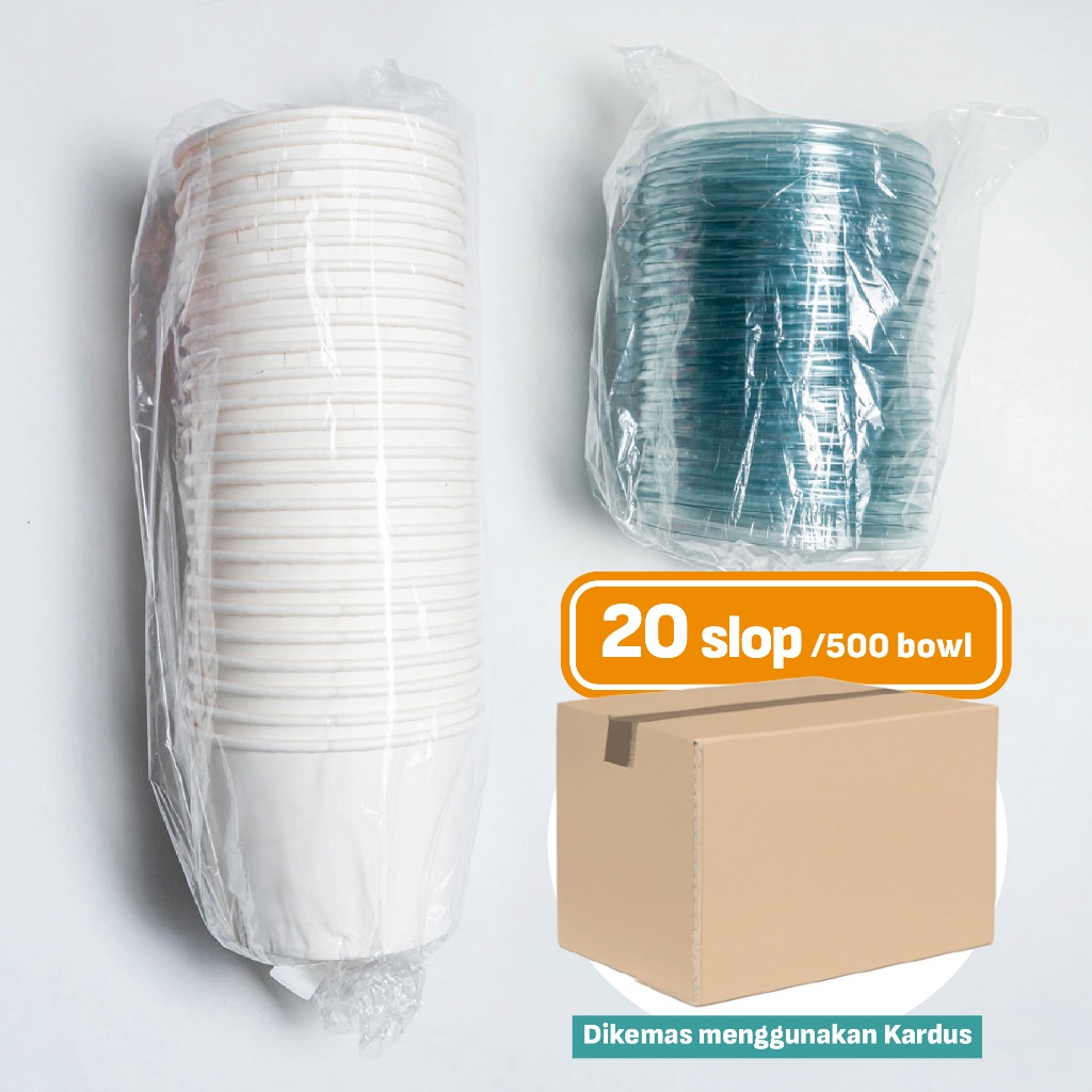 1 DUS - Paper Bowl PUTIH & Tutup /Rice Bowl/Mangkok Kertas (360ml 500ml 650ml 800ml) - Laminasi