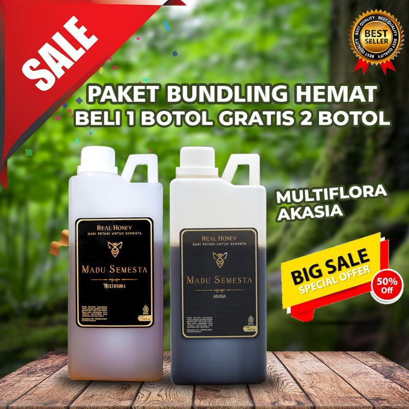 

[PROMO BELI 1 DAPAT 2] Madu Semesta Madu Murni 100% Asli Madu Akasia 1k + 1kg Multiflora