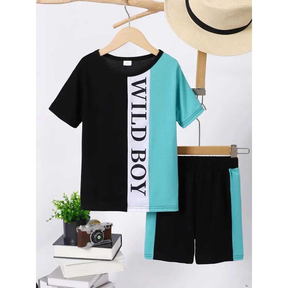 Baju Anak Cewek Cowok Setelan Model Simple Bahan Katun Combed 30S Bahan Lembut Dan Halus WILD BOY Ce