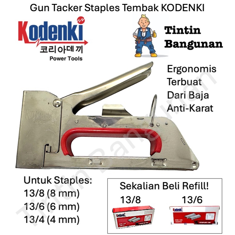 

Stapler Gun R23 Kodenki GTM923 Alat Tembak Jok Motor Sofa Kain Gun Tacker Alat Staples Stapler Manual Jok Tembak Hekter Manual 13/8 13/6 – Tersedia Refill Staples 13/8, 13/6