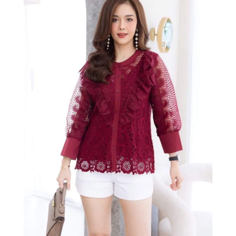 Atasan Blouse Brokat Cutie Minute Import Bangkok